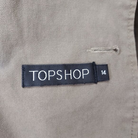 Topshop Jacket Women US 10 M Double Breasted Olive Green Lined Military Buttons - Picture 8 of 14
